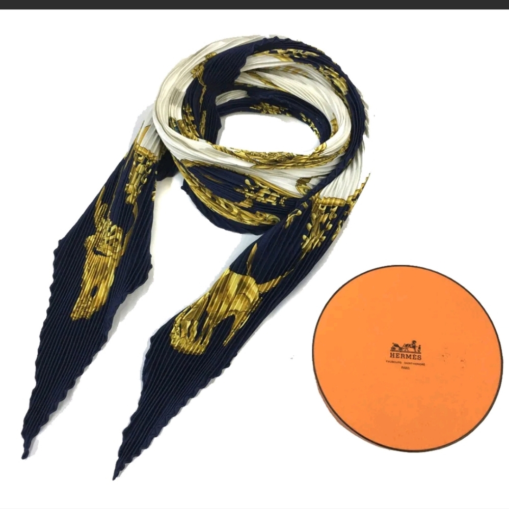 HERMES LES CAVALIERS D'OR Carre 90 Multicolor Silk 100% Scarf